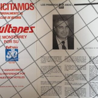 AFICHE RETRO. 50 ANIVERSARIO SULTANES MONTERREY JOSE MAIZ