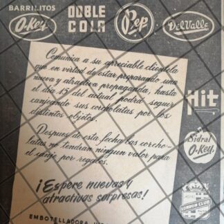 2 AFICHES RETRO. EMBOTELLADORA HIDALGO 1956