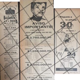 3 AFICHES RETRO LOTERIA NACIONAL 1895-1961