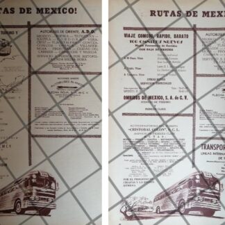 2 AFICHES RETRO. RUTAS CAMIONERAS DE MEXICO 1960s /4