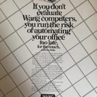 CARTEL PUBLICITARIO RETRO COMPUTADORAS WANG 1992