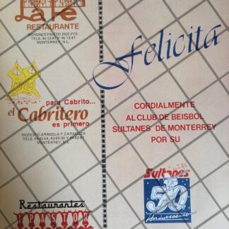 PUBLICIDAD ANTIGUA EL CABRITERO 50 AÑOS DE SULTANES 1989