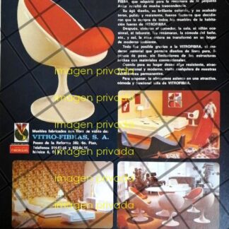 CARTEL PUBLICITARIO RETRO, SILLAS POP. VITRO FIBRAS S.A. 1970s