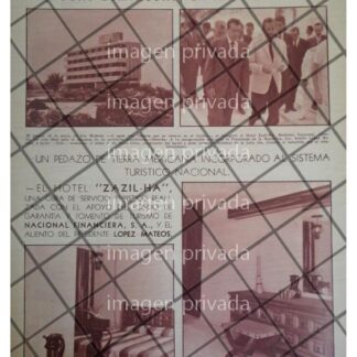 AFICHE RETRO LOPEZ MATEOS INAUGURA EL HOTEL ZAZIL-HA 1964