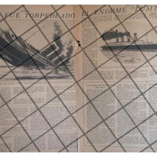 AFICHE ANTIGUO, HUNDIMIENTO DEL BARCO LUSITANIA 1929