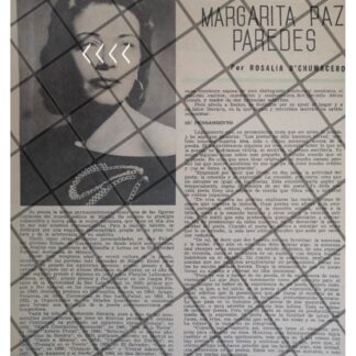 AFICHE RETRO ESCRITORA. MARGARITA PAZ PAREDES 1963