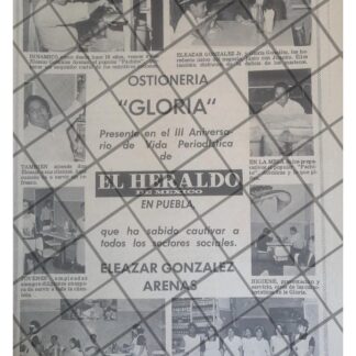 AFICHE RETRO OSTIONERIA GLORIA /ELEAZAR GONZALEZ ARENAS