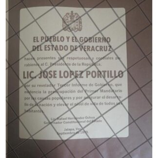 AFICHE POLITICO RETRO VERACRUZ FELICITA A LOPEZ PORTILLO 79