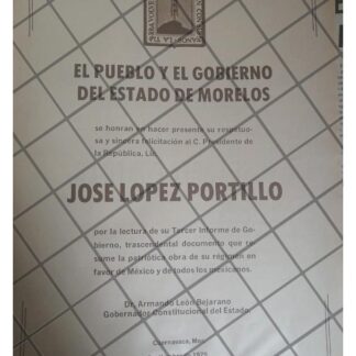 AFICHE RETRO ESTADO DE MORELOS FELICITA A LOPEZ PORTILLO 79
