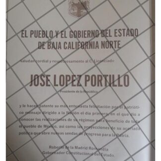 AFICHE RETRO BAJA CALIFORNIA N. FELICITA A LOPEZ PORTILLO 79