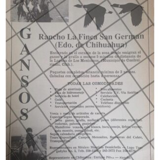 CARTEL RETRO RANCHO FINCA SAN GERMAN, CHIHUAHUA 1980