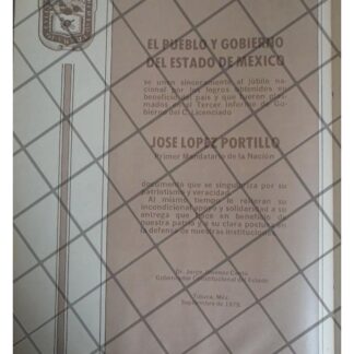 AFICHE POLITICO RETRO EDO DE MEXICO FELICITA LOPEZ PORTILLO