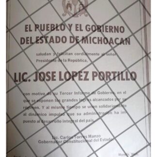 AFICHE POLITICO RETRO MICHOACAN FELICITA LOPEZ PORTILLO 79