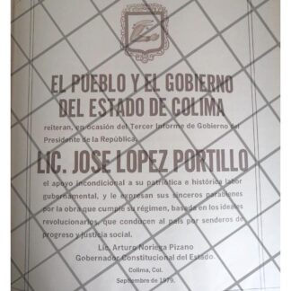 AFICHE POLITICO RETRO COLIMA FELICITA LOPEZ PORTILLO 1979