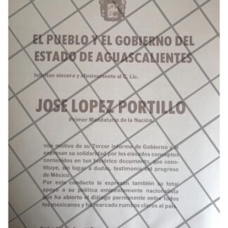 AFICHE RETRO AGUASCALIENTES FELICITA LOPEZ PORTILLO 79