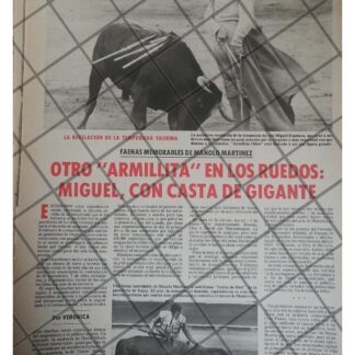 AFICHE RETRO. TRIUNFA TORERO MIGUEL ARMILLITA CHICO 1977