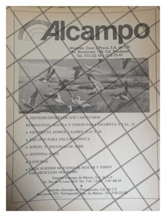 AFICHE PUBLICITARIO RETRO TIENDA DE ARMAS ALCAMPO 1982 /2