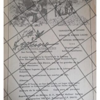 AFICHE RETRO RANCHO DE CACERIA EL TESORO TMPS. 1980s 2