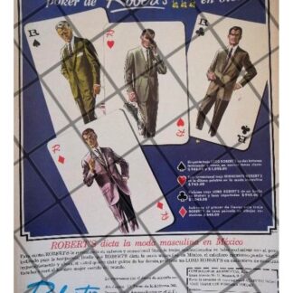 CARTEL PUBLICITARIO RETRO TRAJES ROBERTS 1964