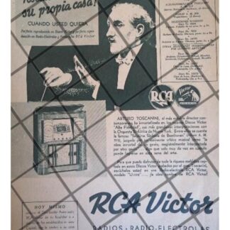 CARTEL RETRO ARTURO TOSCANINI Y RADIOS RCA VICTOR 1938