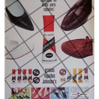 CARTEL PUBLICITARIO RETRO. CERA LIQUIDA JOHNSON´S 1964