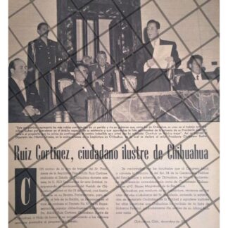 AFICHE RETRO CHIHUAHUA HONRA A RUIZ CORTINEZ 1956