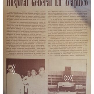 AFICHE ANTIGUO INAUGURAN HOSPITAL GENERAL ACAPULCO 1971