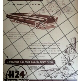 CARTEL PUBLICITARIO RETRO. INSECTICIDA H24 1954