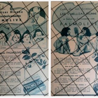 2 CARTELES ANTIGUOS PALMOLIVE Y LAS QUINTILLIZAS DIONNE