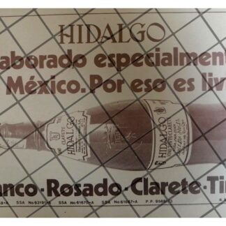 CARTEL PUBLICITARIO RETRO VINO BLANCO HIDALGO 1973
