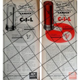 2 AFICHES RETRO CARTUCHOS DE ESCOPETA CANUCK 1954