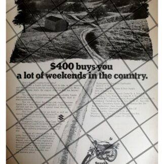 CARTEL PUBLICITARIO RETRO. MOTOCICLETAS SUZUKI 1970