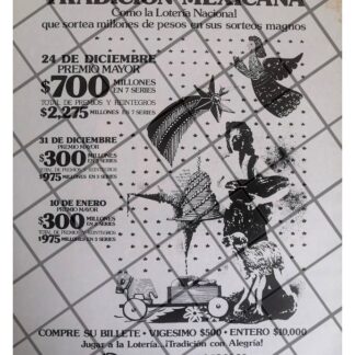 AFICHE PUBLICITARIO RETRO LOTERIA NACIONAL 1976 /232