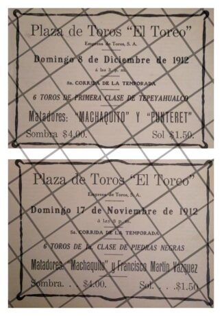 3 AFICHES ANTIGUOS CORRIDA PLAZA DE TOROS EL TOREO 1912 34