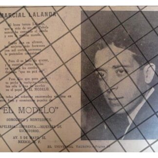 AFICHE RETRO MARCIAL LALANDA Y PAPELERIA EL MODELO 1922