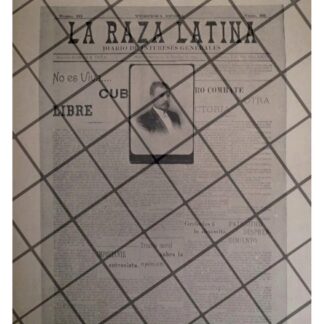 CARTEL PUBLICITARIO ANTIGUO 1895 DIARIO LA RAZA LATINA