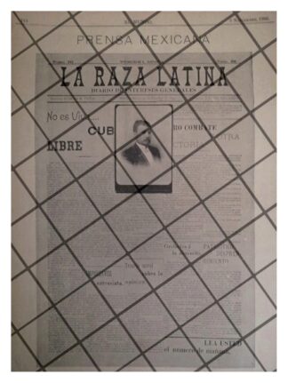 CARTEL PUBLICITARIO ANTIGUO 1895 DIARIO LA RAZA LATINA