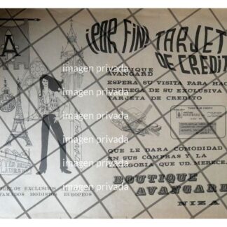 CARTEL PUBLICITARIO RETRO TIENDA BOUTIQUE AVANGARD 1969