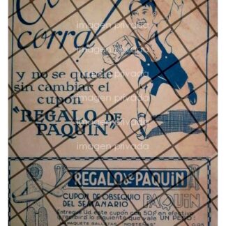 AFICHE PUBLICITARIO RETRO. CUPONES COMIC PAQUIN 1934