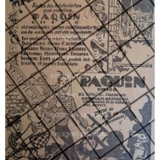 AFICHE PUBLICITARIO RETRO DEL COMIC PAQUIN CHICO 1935