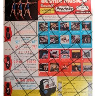 AFICHE PUBLICITARIO RETRO. DISCOS PEERLESS 1963