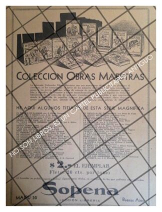 AFICHE PUBLICITARIO RETRO. EDITORIAL RAMON SOPENA 1929
