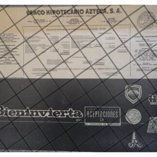 AFICHE RETRO BANCO HIPOTECARIO AZTECA 1969 /196