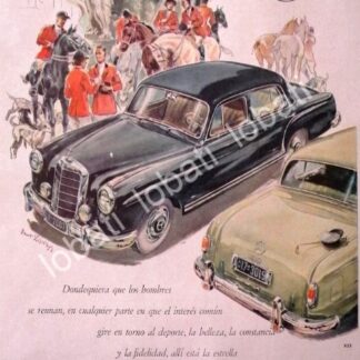 CARTEL ANTIGUO ORIGINAL DE AUTOS MERCEDES BENZ SERIE 220 1950s /277 PUBLICIDAD ARTISTICA