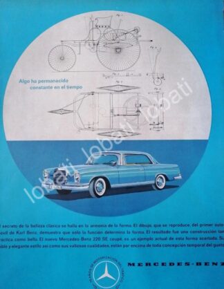 CARTEL ANTIGUO ORIGINAL DE AUTOS MERCEDES BENZ 75 ANIVERSARIO 220SE 1961 /294