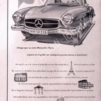 CARTEL ANTIGUO ORIGINAL DE AUTOS MERCEDES BENZ 190 SL 1961 /295 MUY RARO