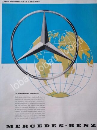 CARTEL ANTIGUO ORIGINAL DE AUTOS MERCEDES BENZ 1950s /275