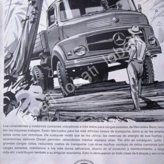 CARTEL ANTIGUO ORIGINAL DE AUTOS MERCEDES BENZ UNIMOG 1961 /287