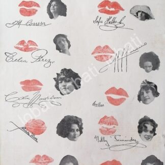 CARTEL ANTIGUO ORIGINAL DE FIRMAS Y BESOS DE LAS ARTISTAS DE 1922 MARIA CONESA Y OTRAS