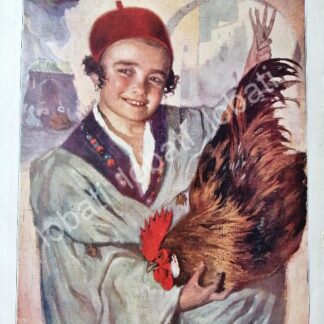 GRABADO ANTIGUO 1921 POR: JOSE CRUZ HERRERA. EL MORITO DE LA GALLINA